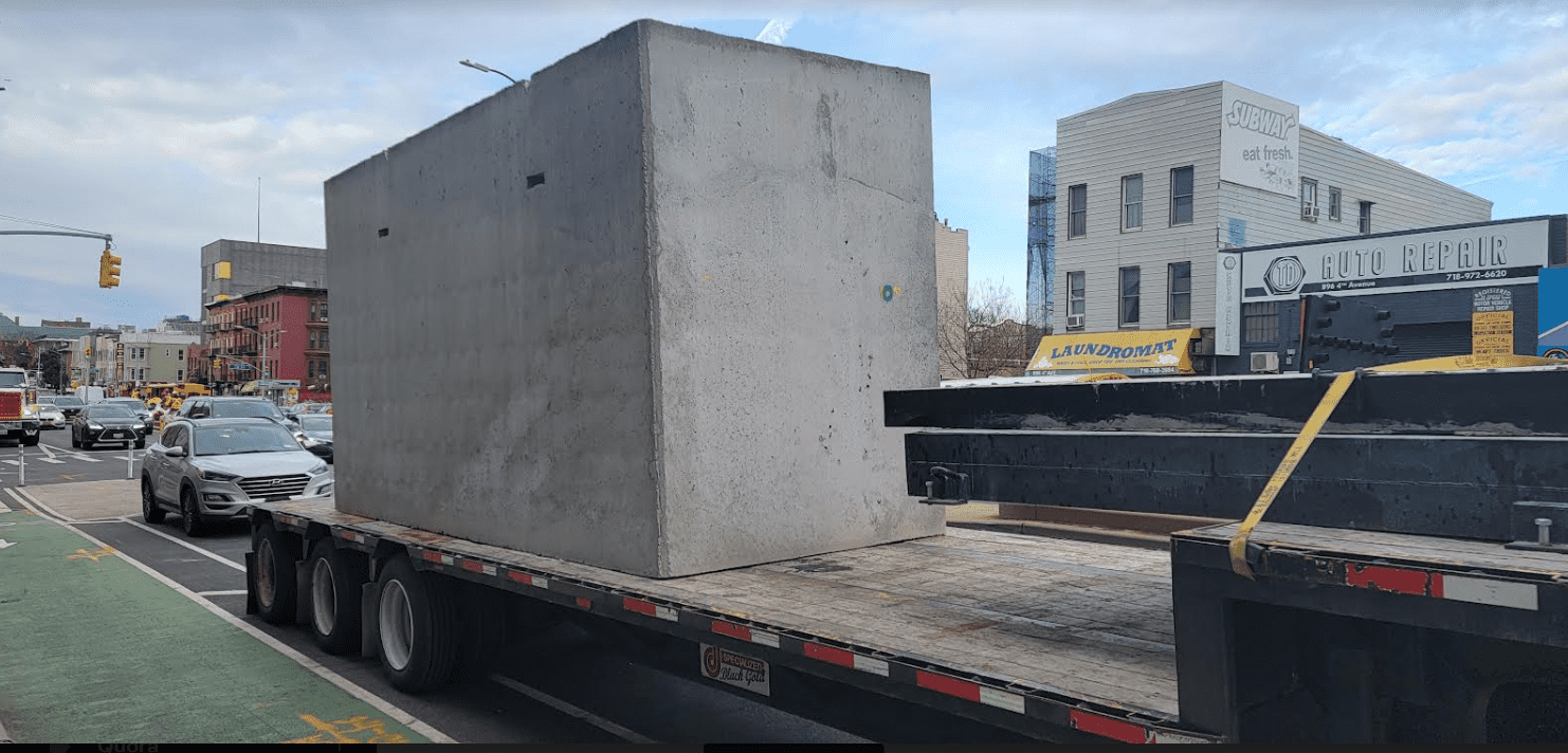 ConEd Vault being delivered to property on standby outside of vehicular traffic