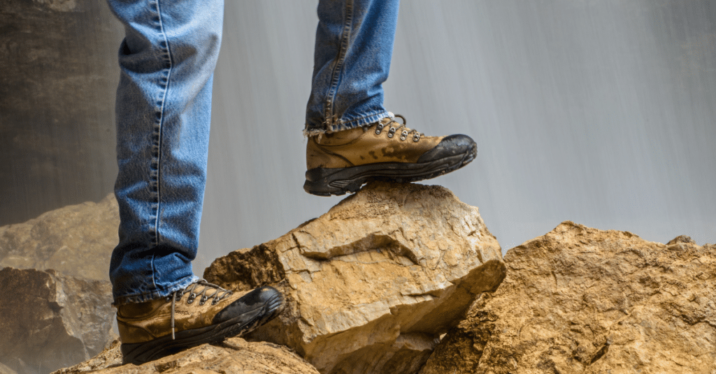 worn out work boots
